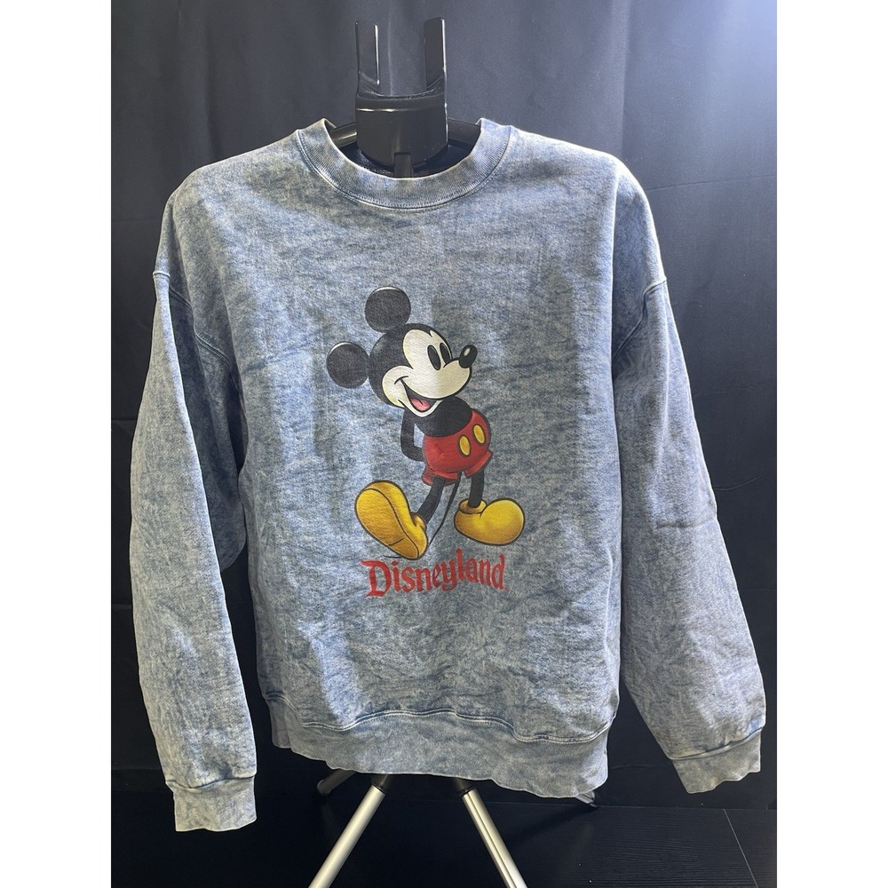 Vintage Disneyland Mickey Mouse Acid Wash Crewneck Sweatshirt Blue 24" P2P
